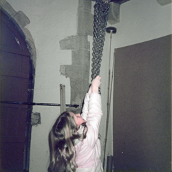 Karen Gardner (age 7) lowering a bell - 15/2/86