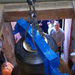 The bell is lifted to the ringing platform
