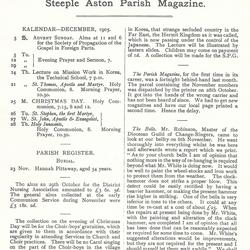 Steeple Aston Parish Magazine, December 1905