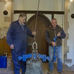 Preparing to raise the bell. Photo: Nigel Francis